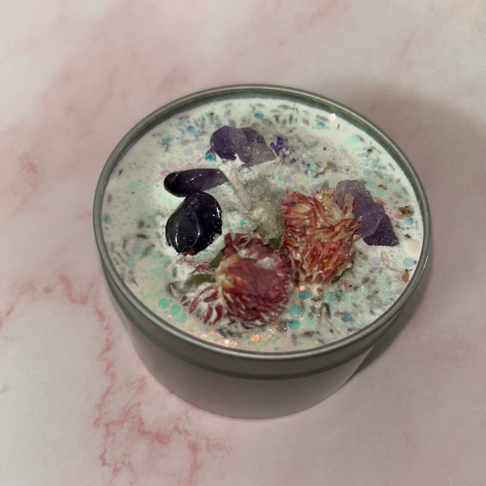 Handmade Pink & Purple Floral Candle - Women Bath & Body